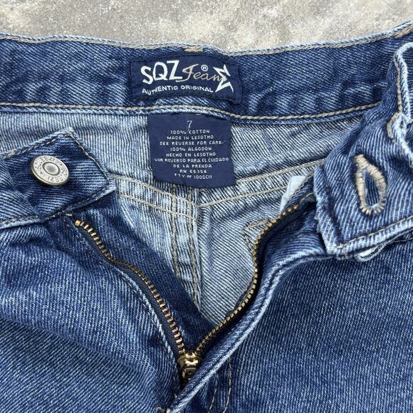 Y2K SQZ Jeans Kids Girls Sz 7 Pockets Blue Cotton Flare 90s Classic Cotton - Picture 9 of 14